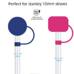 Custom Reusable 10mm silicone straw topper for Stanley Cup - 3
